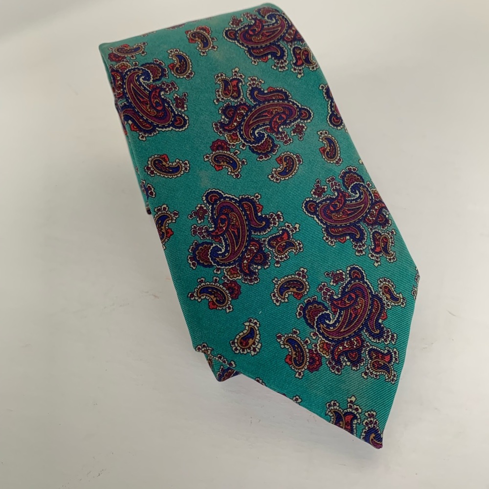 Christian Dior silk paisley tie in green